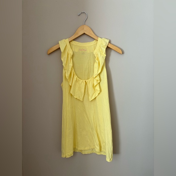 Lilly Pulitzer Sunny Yellow Ruffled Tank Top size L - Picture 1 of 3